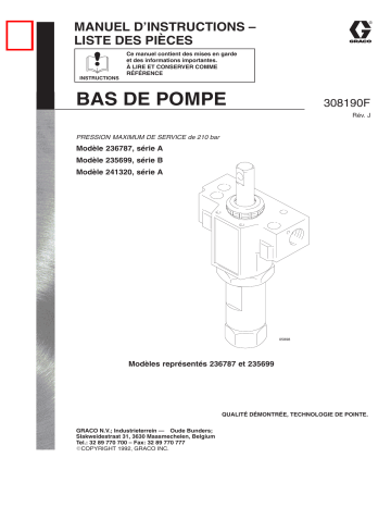 Graco 308190j , BAS DE POMPE Manuel du propriétaire | Fixfr