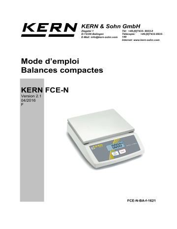 FCE 30K10N | FCE 6K2N | FCE 15K5N | KERN FCE 3K1N Mode d'emploi | Fixfr