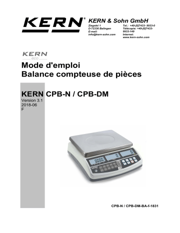 CPB 15K2DM | CPB 6K0.1N | CPB 30K5DM | CPB 15K0.2N | CPB 6K1DM | KERN CPB 30K0.5N Mode d'emploi | Fixfr