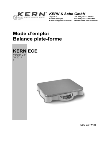 ECE 10K5 | ECE 50K20 | KERN ECE 20K10 Mode d'emploi | Fixfr