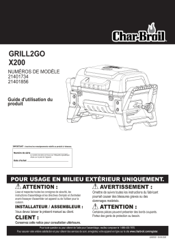 Char‑Broil 21401734 Grill2Go X200 Portable Gas Grill Mode d'emploi