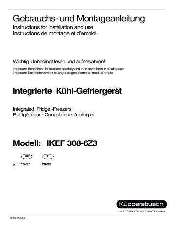 Küppersbusch IKEF 308- 6Z3 Manuel du propriétaire | Fixfr
