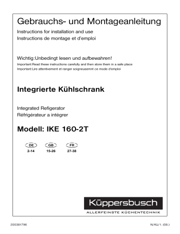 Küppersbusch IKE 160-2 Manuel du propriétaire | Fixfr