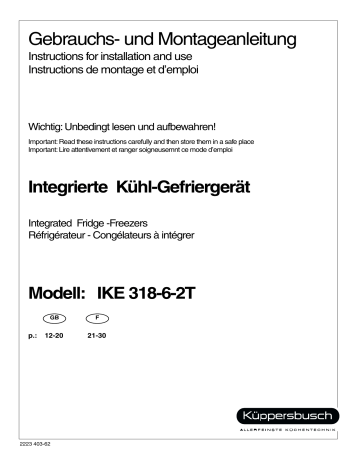 Küppersbusch IKE 318-6- 2T Manuel du propriétaire | Fixfr