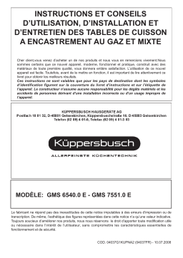 Küppersbusch GMS 7551.0 E-RU Gaseinbaugerät Manuel du propriétaire