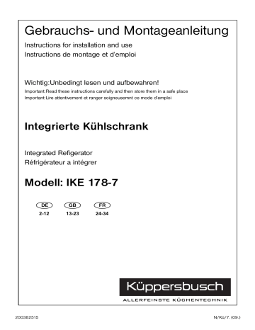 Küppersbusch IKE 178-7 Manuel du propriétaire | Fixfr