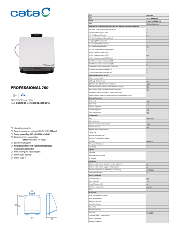 Cata PROFESSIONAL 750/750L Hood Manuel utilisateur | Fixfr