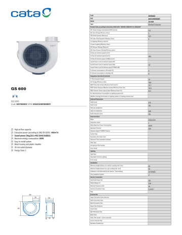 Cata GS 600 Hood Manuel utilisateur | Fixfr