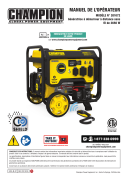 Champion Power Equipment 201072 3650-Watt Wireless Start Generator with CO Shield® Manuel utilisateur