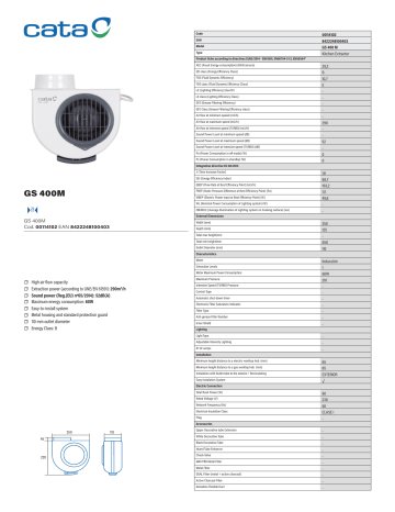 Cata GS 400M Hood Manuel utilisateur | Fixfr