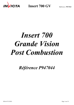 Invicta 700 Natural Convection Wide Vision Insert spécification