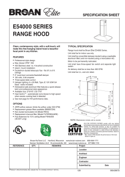 Broan E5490SS 35-7/16-Inch x 27-9/16-Inch Convertible Island Chimney Range Hood spécification