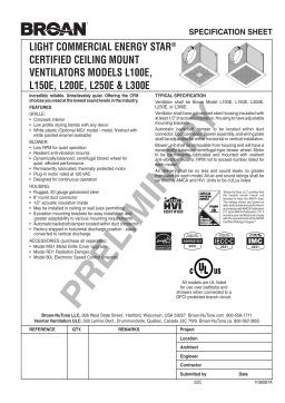 Broan L200E High-Capacity spécification