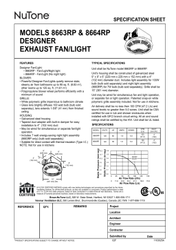 NuTone 8663RP White 100 CFM Bathroom Exhaust Fan spécification