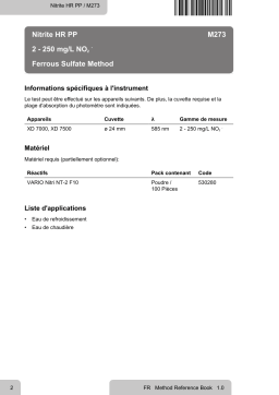 Lovibond Single Method M273 - Nitrite HR PP Manuel utilisateur