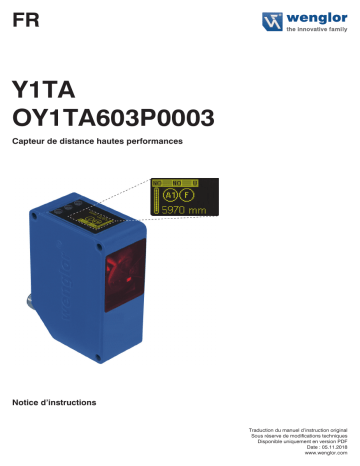 Y1TA100MHV80 | Wenglor OY1TA603P0003 Laser Distance Sensor Long-Range Mode d'emploi | Fixfr