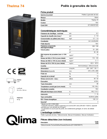 QLIMA Thelma 74 Pellet heater Manuel utilisateur | Fixfr