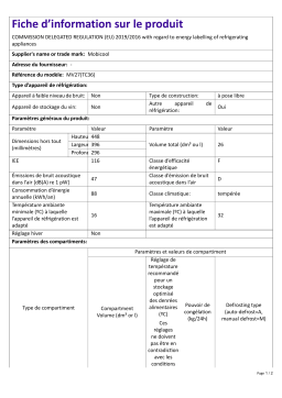 Dometic MV27 | Product Information Sheet FR Information produit