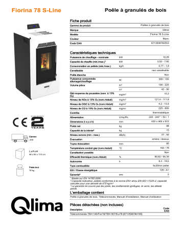 QLIMA Fiorina 78 S-line Pellet heater Manuel utilisateur | Fixfr