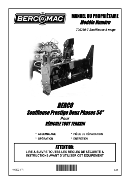 Bercomac 700360-7 54'' Prestige Snowblower Manuel du propriétaire