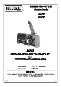 Bercomac 700374 44'' Northeast Snowblower Manual Lift Manuel du propriétaire