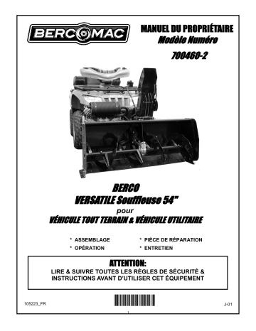 Bercomac 700460-2 54'' Versatile Snowblower Manuel du propriétaire | Fixfr