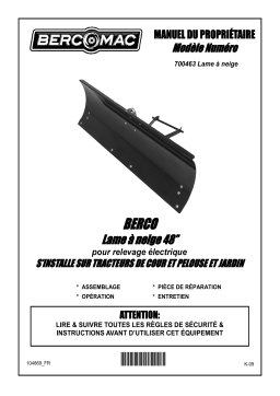 Bercomac 700463 48'' Snow Blade Electric Lift Manuel du propriétaire