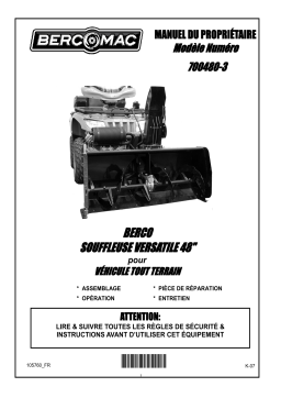 Bercomac 700480-3 48'' Versatile Snowblower Manuel du propriétaire