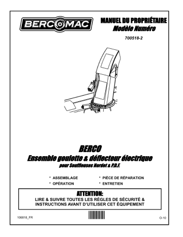 Bercomac 700518-2 Electric chute & deflector kit Manuel du propriétaire | Fixfr