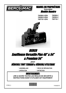 Bercomac 700716-1 54" Premium Snowblower Manuel du propriétaire