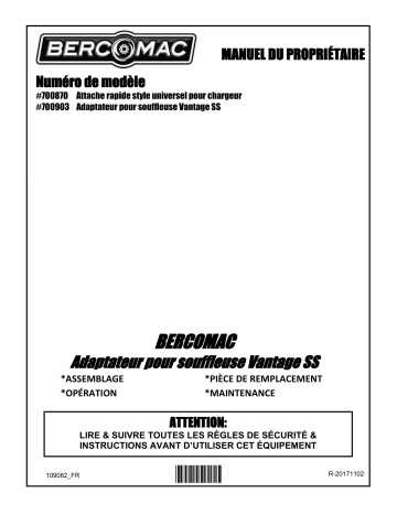 Bercomac 700903 ADAPTOR Manuel du propriétaire | Fixfr