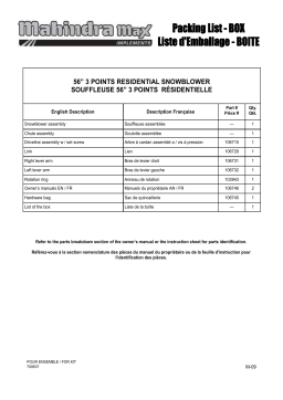 Bercomac 700637 Mahindra snowblower 56" 3 pt hitch Manuel du propriétaire