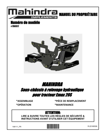 Bercomac 700917 Mahindra hydraulic lift subframe Manuel du propriétaire | Fixfr