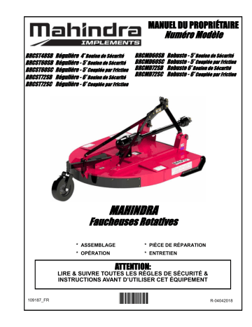 BRCST60SC | BRCST72SB | BRCST72SC | BRCMD60SB | BRCMD60SC | Bercomac BRCST60SB Standard duty rot.cut.-40HP 5' Manuel du propriétaire | Fixfr