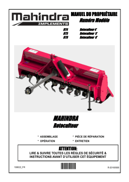 Bercomac BT5 Mahindra 3 pts hitch tiller 5' Manuel du propriétaire