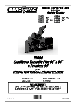 Bercomac 700582-4 54" Snowblower Versatile Plus Manuel du propriétaire