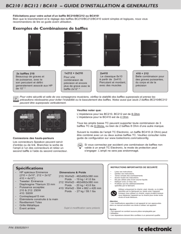 BC210 | BC212 | TC Electronic BC410 Manuel du propriétaire | Fixfr