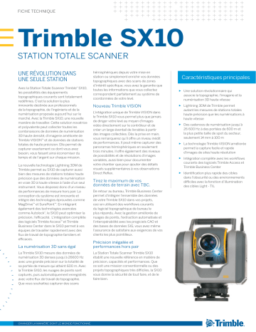 TRIMBLE SX10 Scanning Total Station Fiche technique | Fixfr