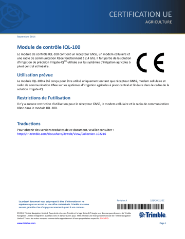 TRIMBLE Irrigate-IQ Mode d'emploi | Fixfr