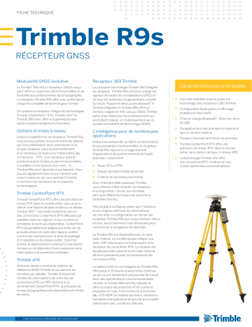 TRIMBLE R9s GNSS Receiver Fiche technique | Fixfr