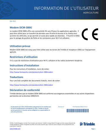 TRIMBLE DCM-300 Modem Mode d'emploi | Fixfr