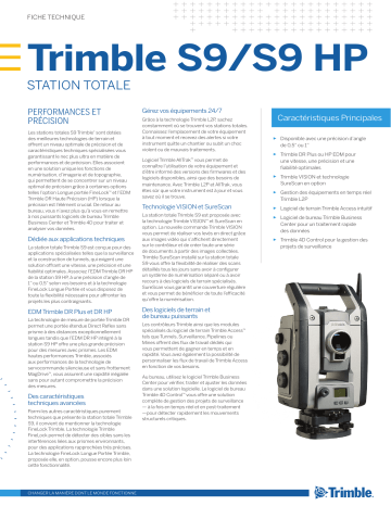 TRIMBLE S9 S9HP Total Station Fiche technique | Fixfr