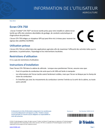 TRIMBLE CFX-750 Display Mode d'emploi | Fixfr