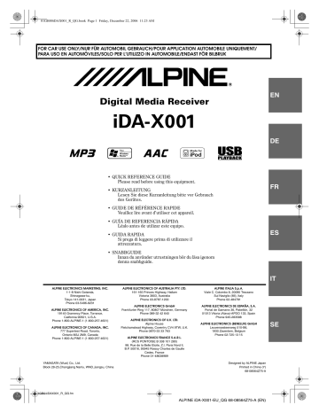 Alpine IDA-X001 Mode d'emploi | Fixfr