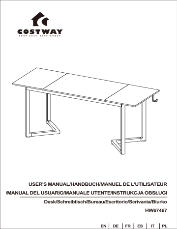 Costway HW67467 63-Inch Large Computer Desk Study Workstation Conference Home Office Table Manuel utilisateur | Fixfr