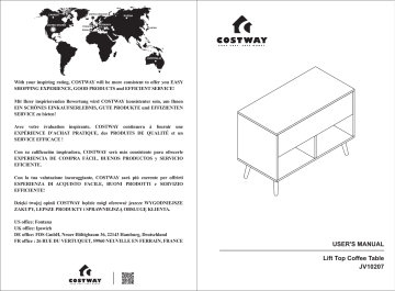 Costway JV10207 31.5 Inch Lift Top Coffee Table Manuel utilisateur | Fixfr