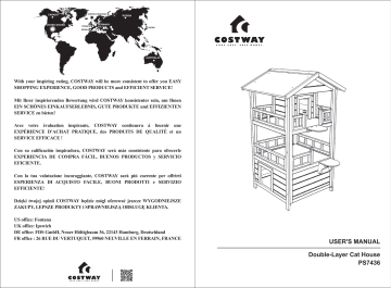 Costway PS7436 2-Story Outdoor Wooden Catio Cat House Shelter Manuel utilisateur | Fixfr