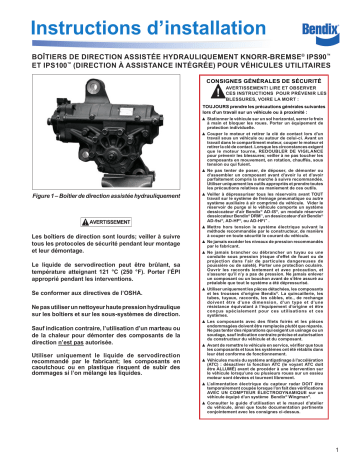 BENDIX S-1674 IPS90 and IPS100 Hydraulic Power Steering Gears Guide d'installation | Fixfr