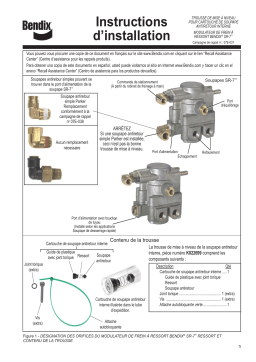 BENDIX S-1498 INTERNAL CHECK VALVE CARTRIDGE RETROFIT KIT SR-7 SPRING BRAKE MODULATING VALVE Guide d'installation