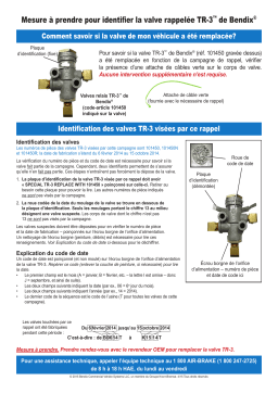 BENDIX BW8001 TR-3 RECALL IDENTIFICATION Manuel utilisateur